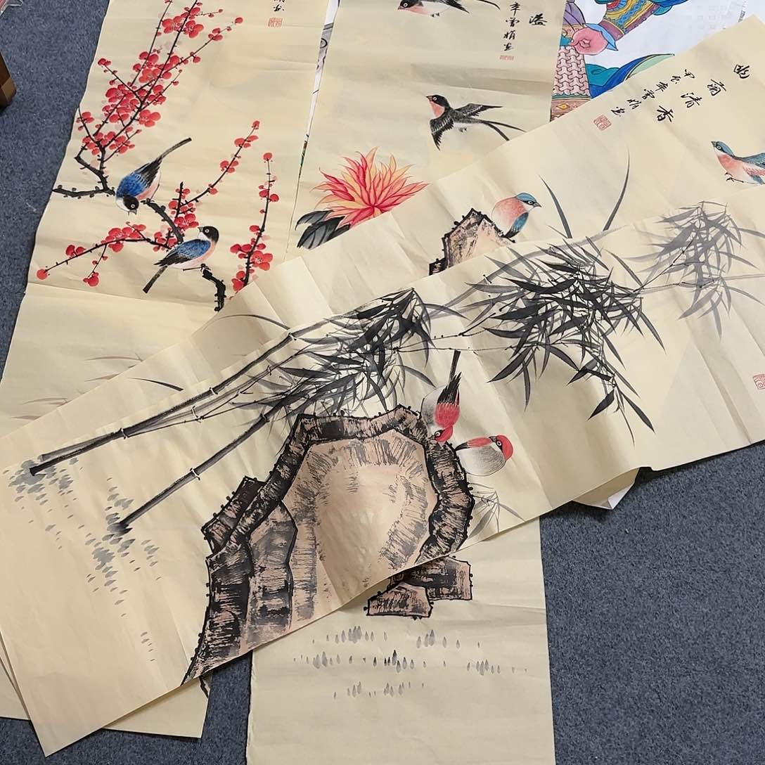 国画十*尺寸35X140手绘作品