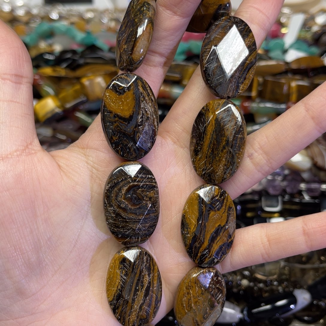 玛瑙/玉髓散珠天然虎眼卡20长条38厘米