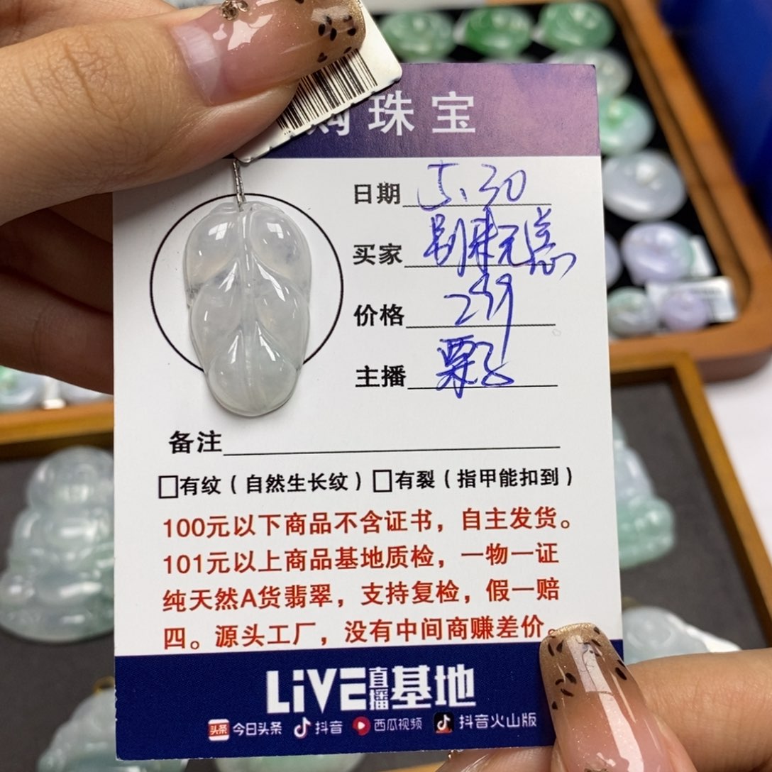 翡翠未镶嵌颈饰别***@叶子