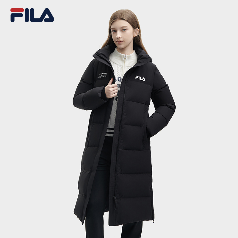 斐乐好羽绒FILA女款羽绒服大logo多色长款加厚连帽款F11W349910F