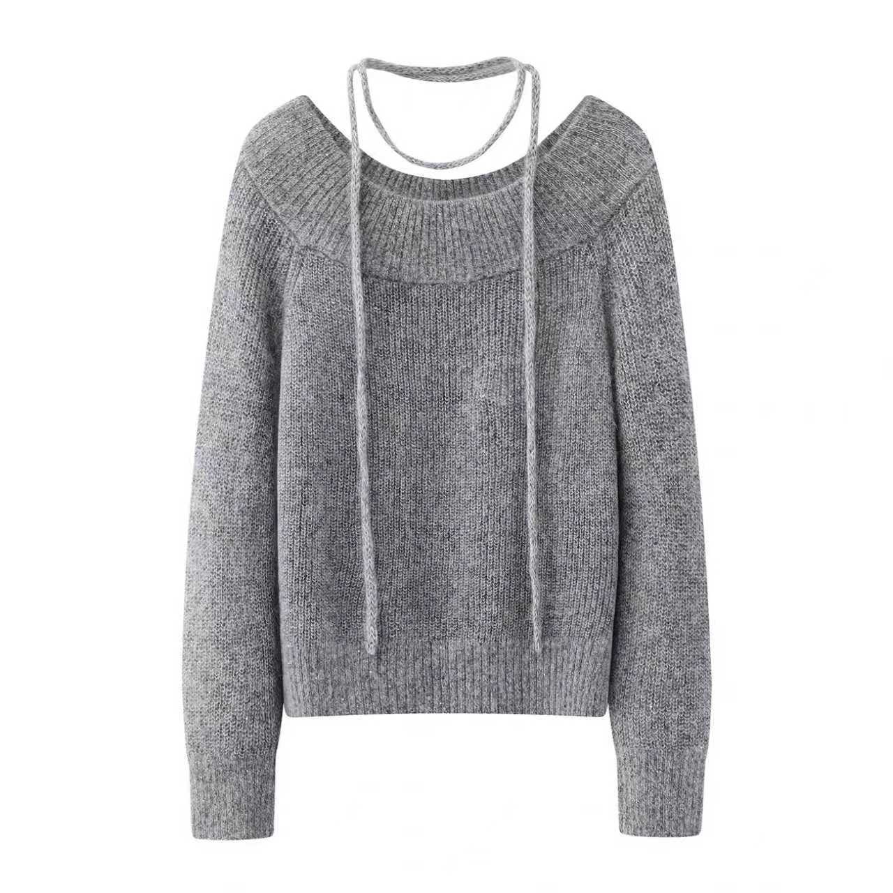 艾家新款针织女毛针织衫绞花假两件针织衫针织衫网红秋冬气质1199