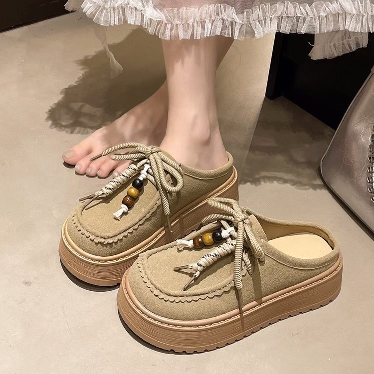 601-1厚底增高勃肯鞋包头半拖鞋女夏新款一脚蹬法式博肯凉拖鞋k1