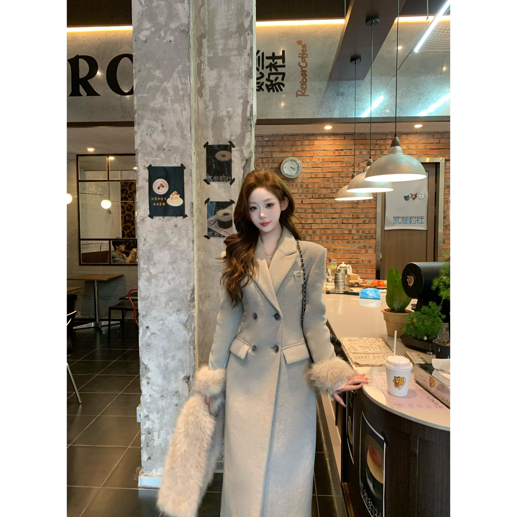 【东京恋人】UM家千金氛围感沙漏收腰冬季长款气质高级毛呢子大衣女