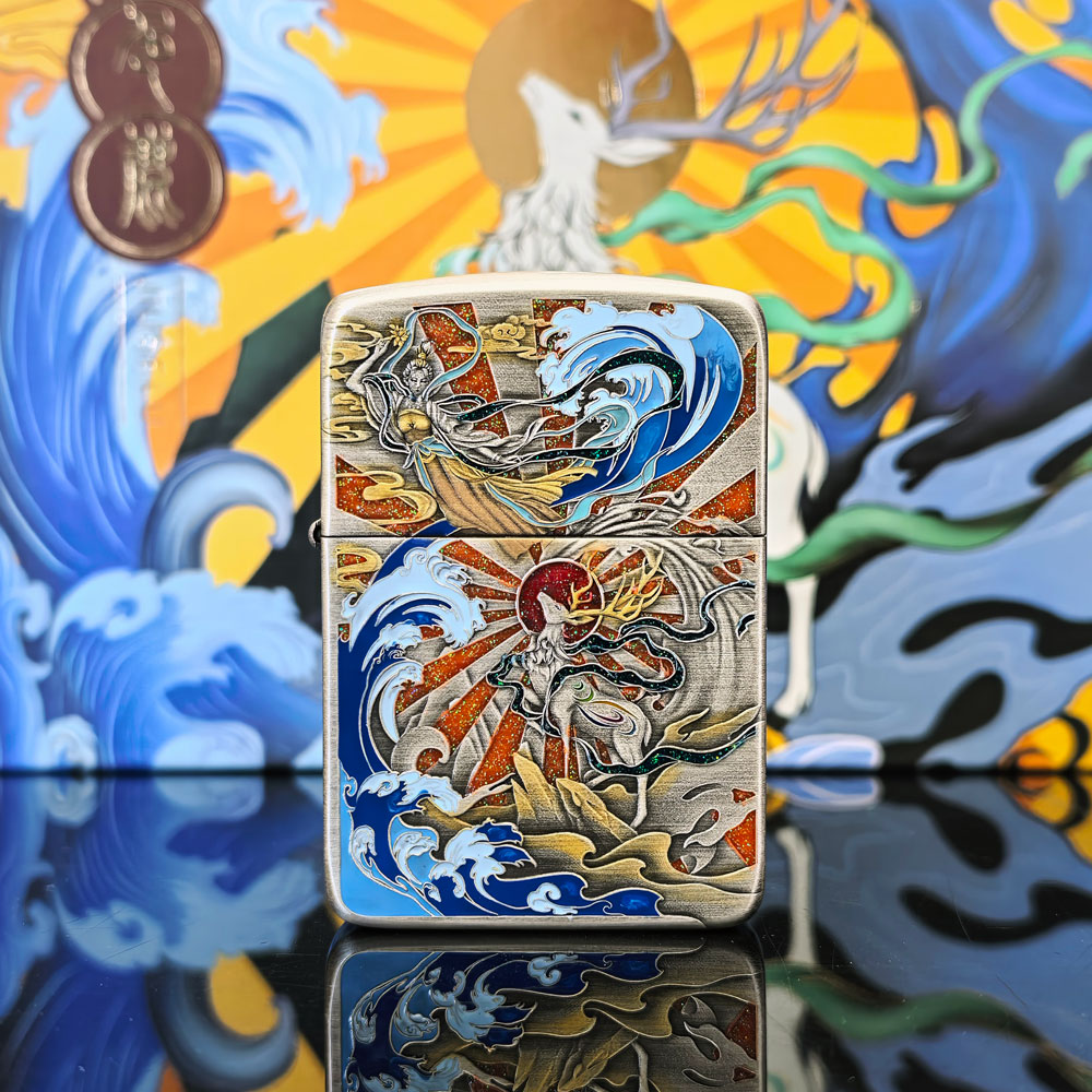 ZIPPO打火机正品千语【1941九色鹿】熏银珐琅填彩送男士七夕礼物