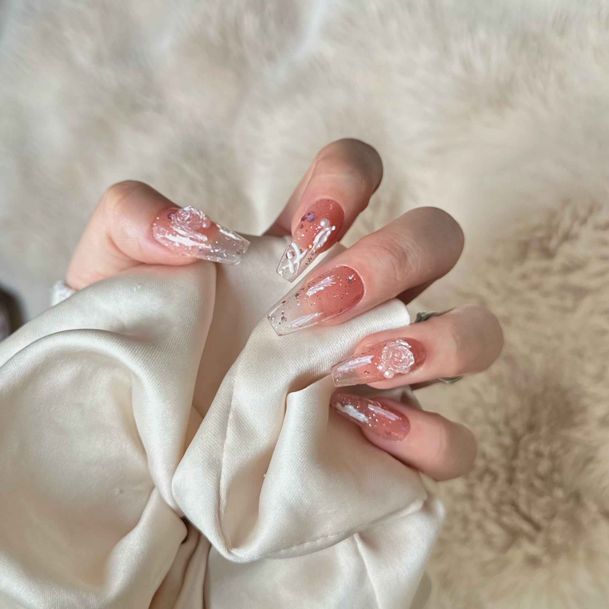 【山茶花】穿戴甲10片轻奢夏季高级感美甲