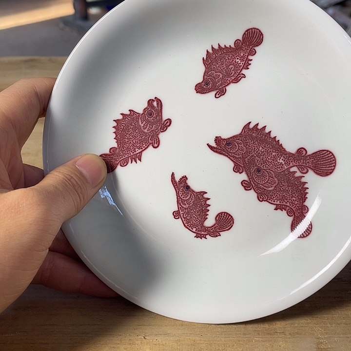 y***g青花釉里红主人杯