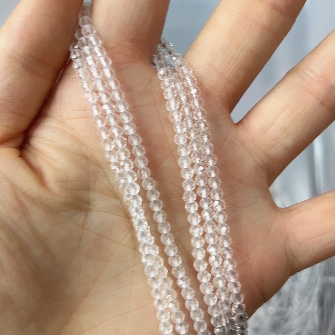 玛瑙/玉髓未镶嵌珠宝半成品，卡3白水晶2条