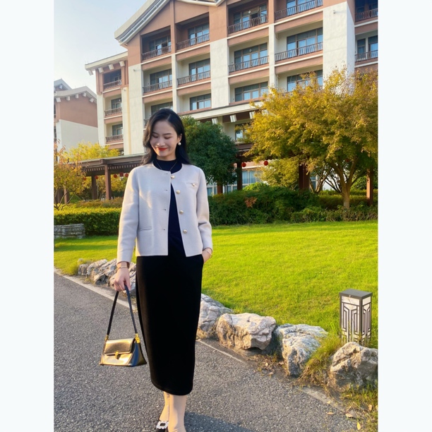 【夏樱之雨】100羊毛小香风短外套轻熟双面呢高级感羊毛呢上衣8098