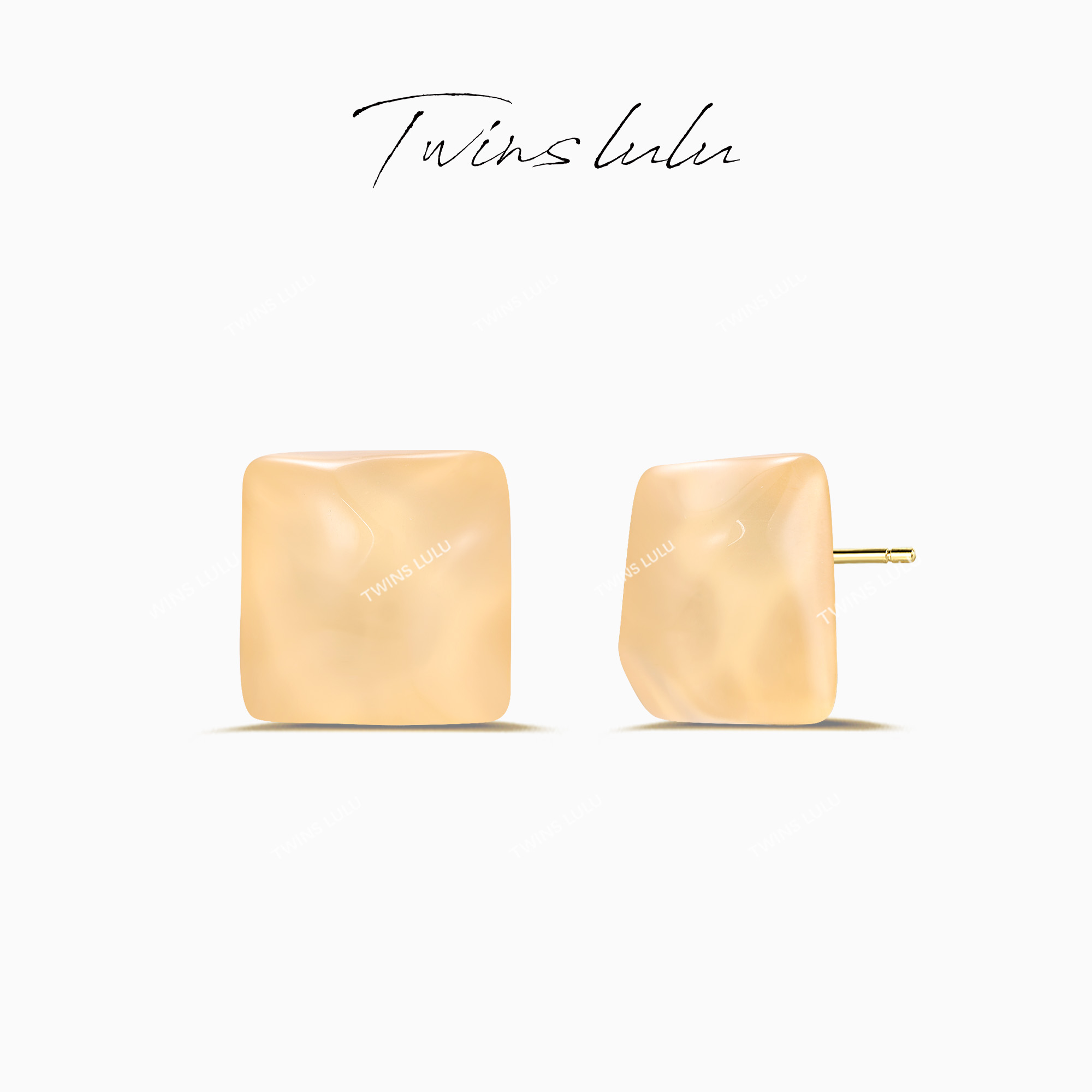 铜合金耳饰 【夏日新品】不规则【冰慕】水波纹方块耳环TSL1784