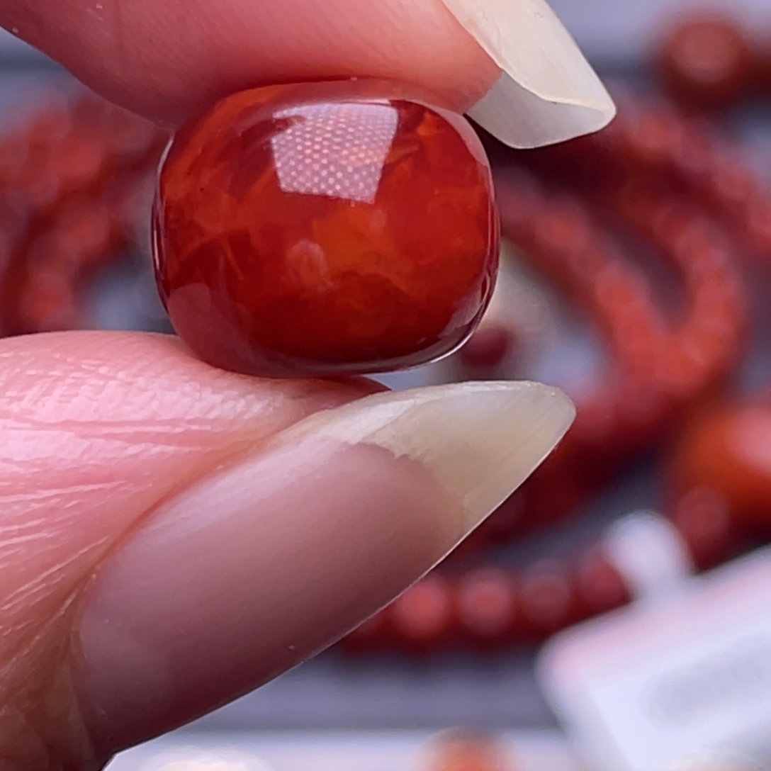 阿***飞南红玛瑙未镶嵌配珠11mm瓦西玫瑰妖火焰老型珠