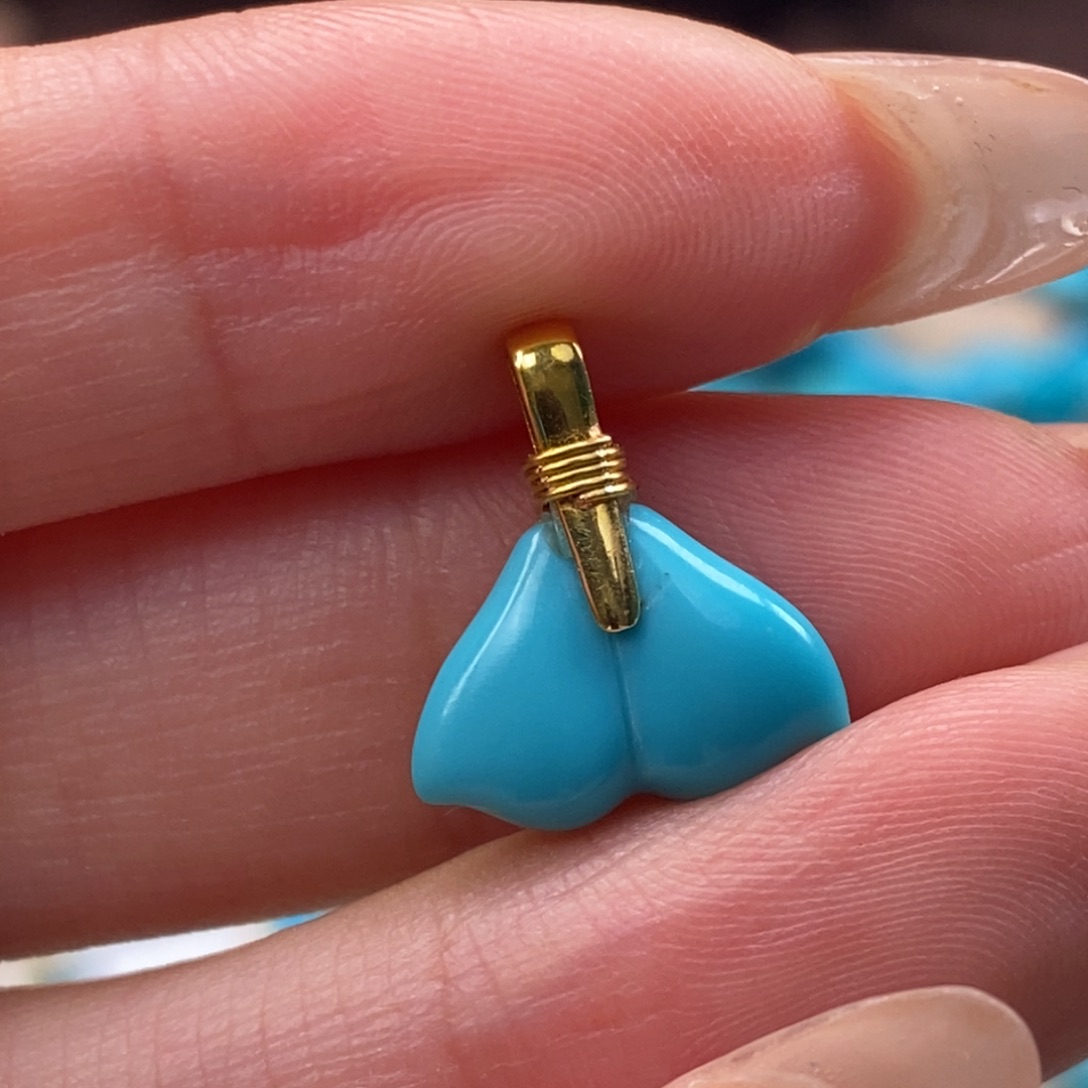 18K金镶嵌绿松石挂件