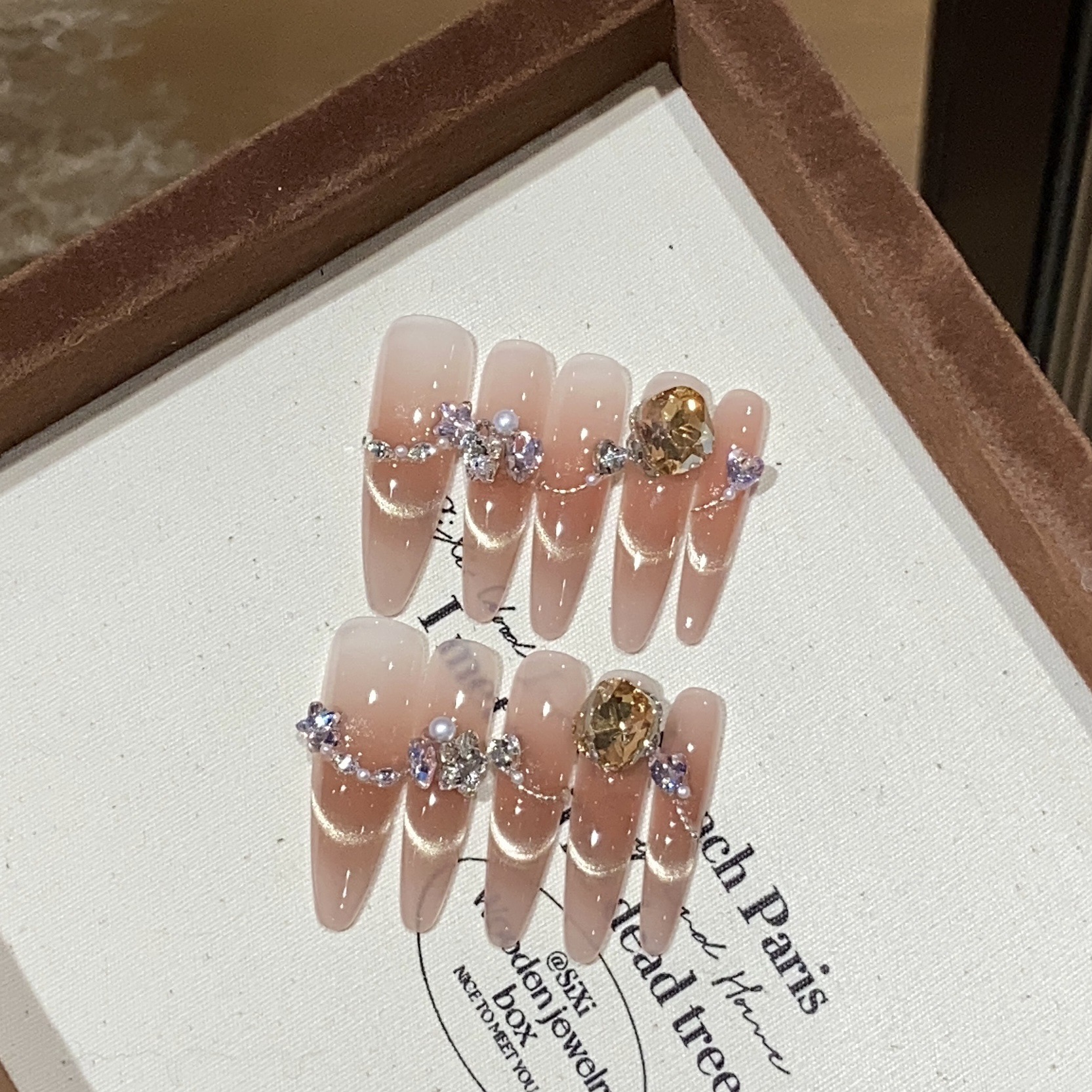 芽芽纯手工穿戴甲可拆卸美甲020-104