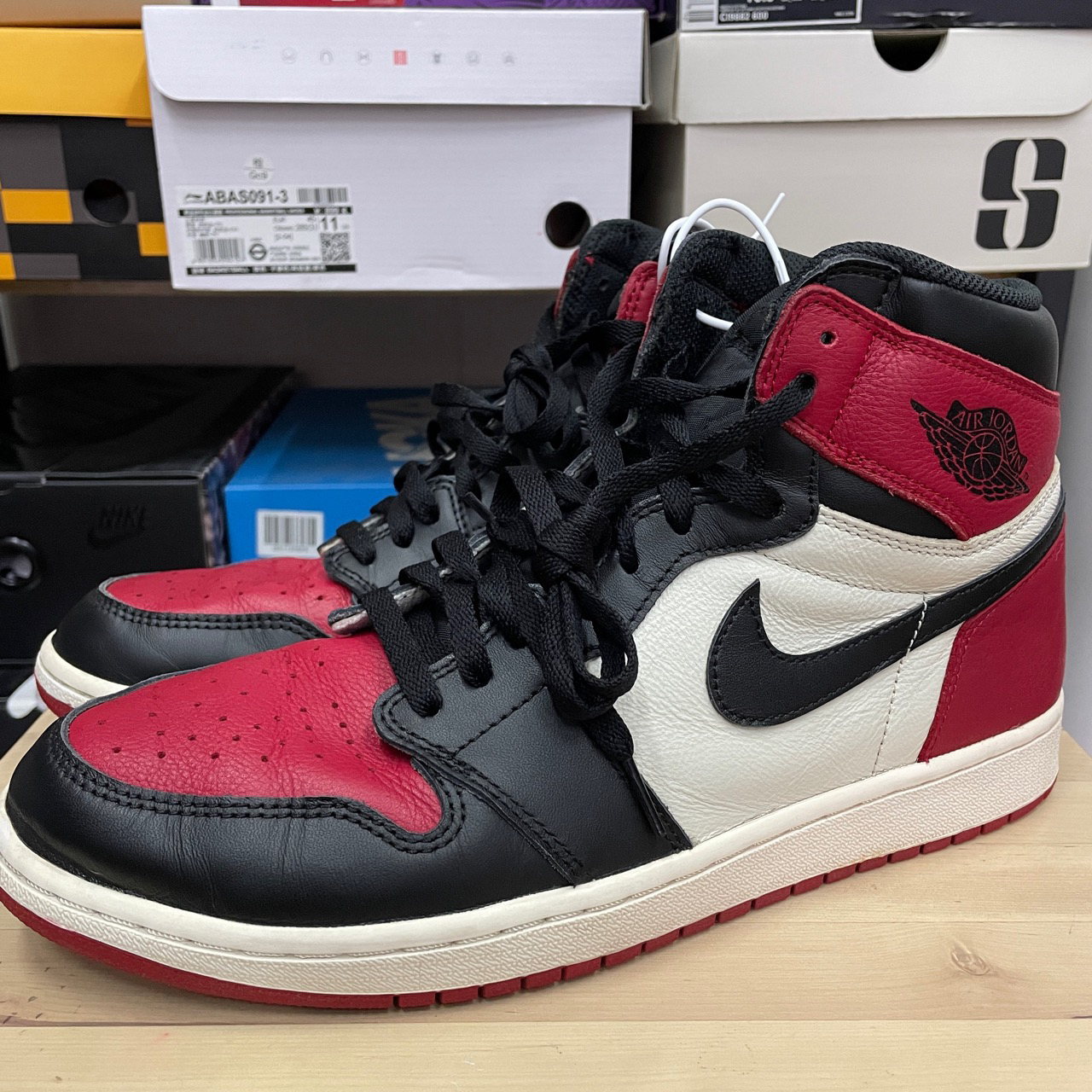 46码/Aj1 黑红脚趾/412147/休闲鞋/原盒/555088-610
