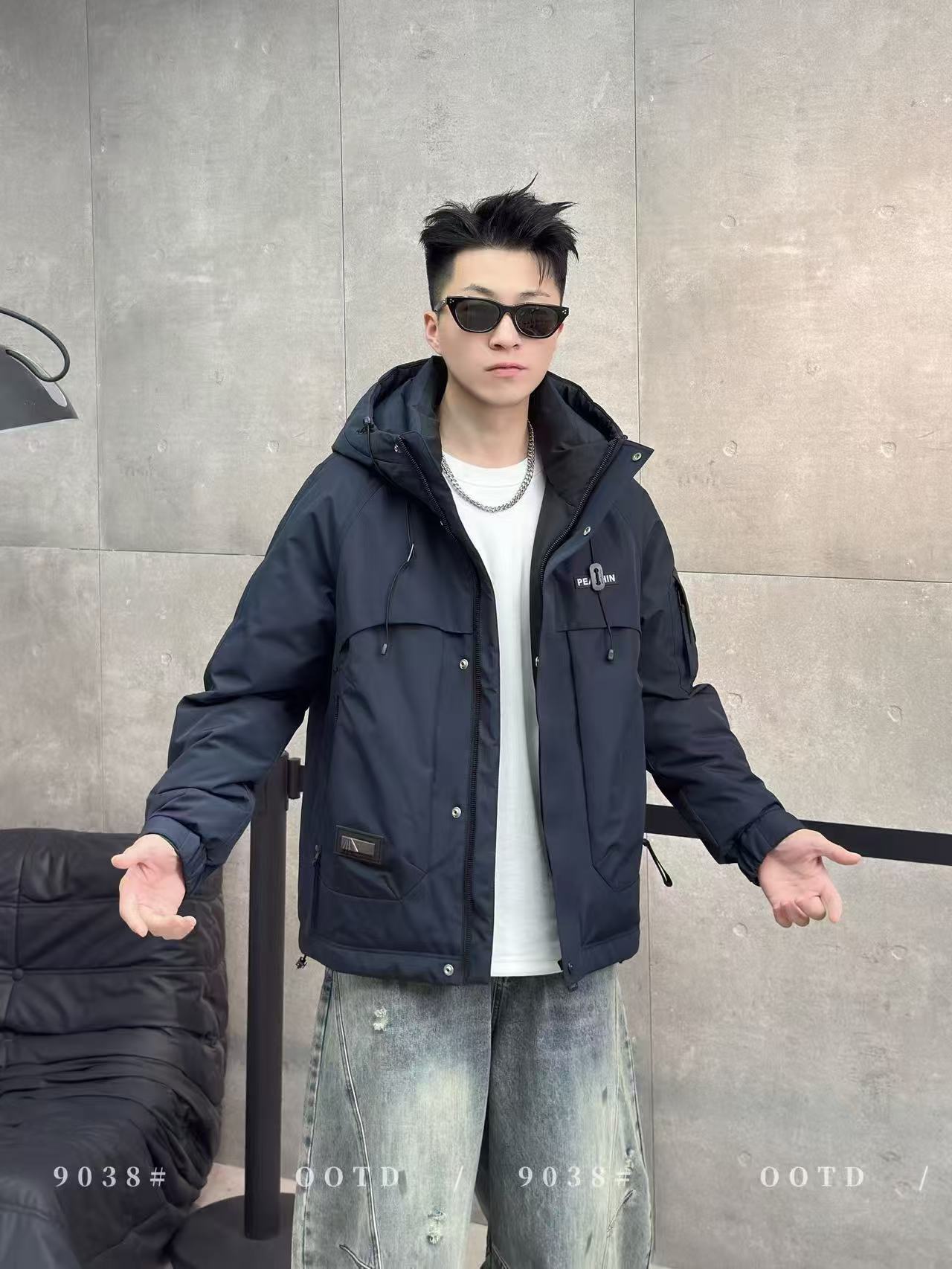 多多-9038*企鹅高定款*-冬季新款舒适保暖潮流户外工装连帽