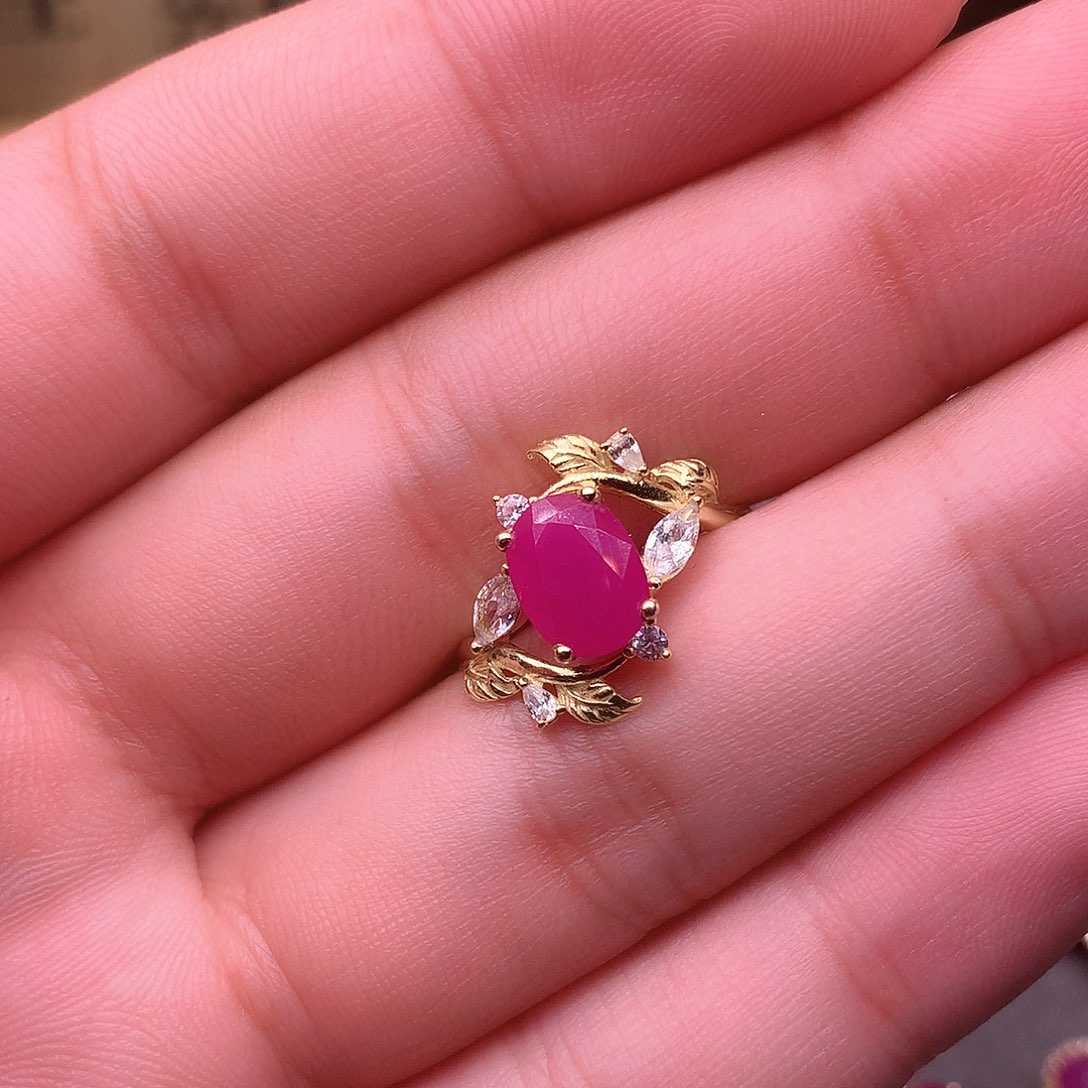 红宝石戒指银S925镶嵌