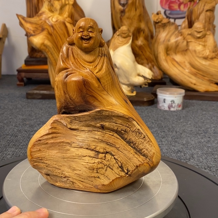 柏木（崖柏）崖柏弥勒佛摆件根雕工艺品