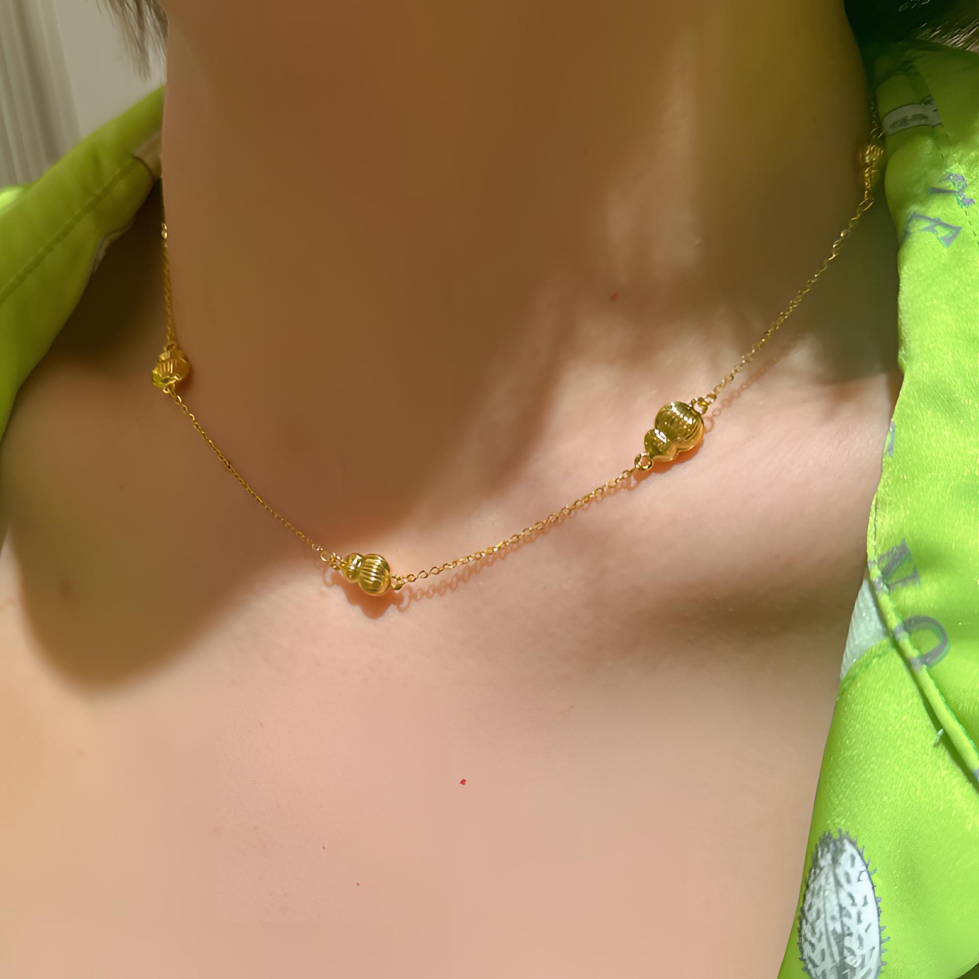 【老陶】足金黄金纯金设计款小众葫芦项链
