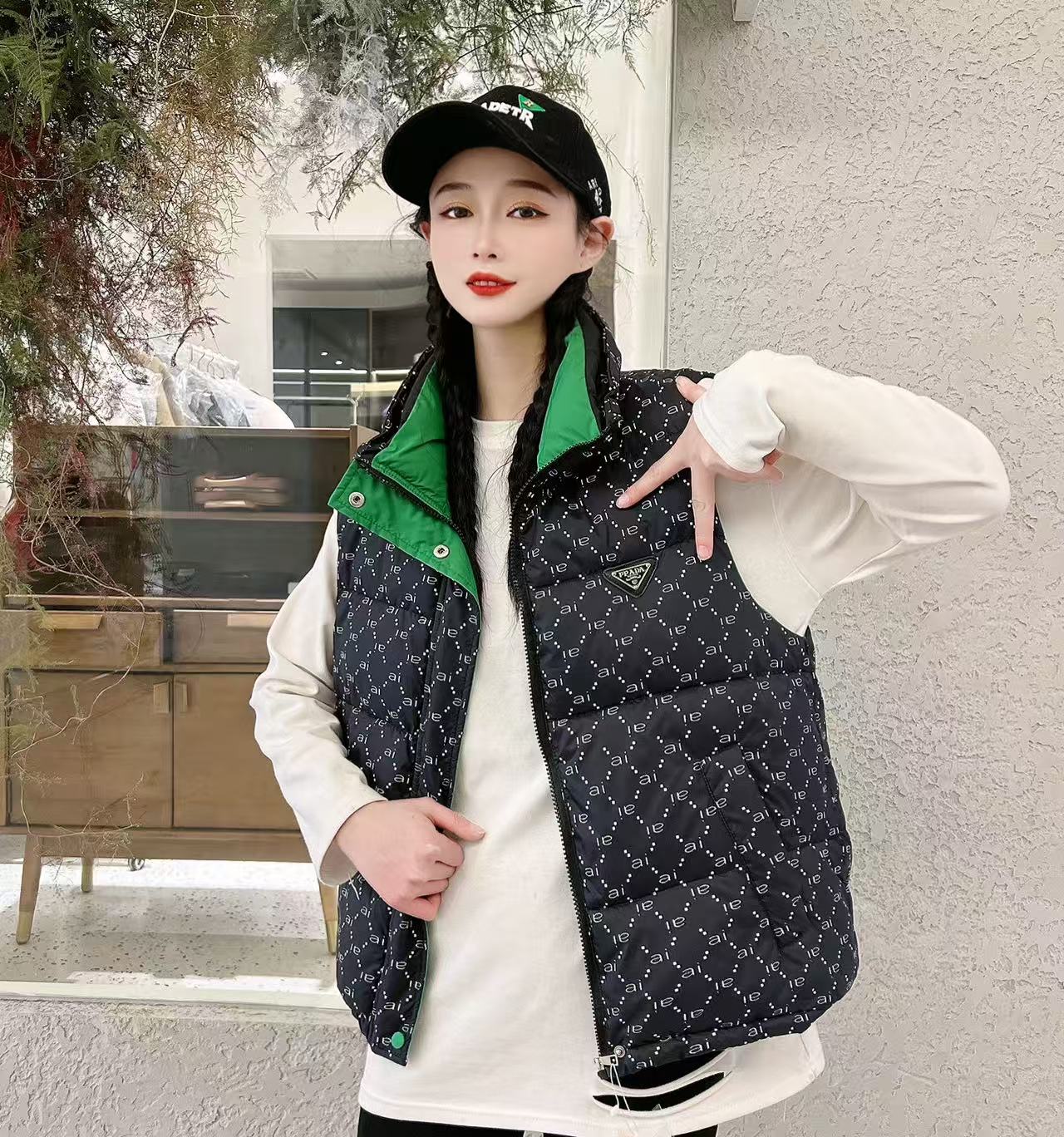 【开心奢品】轻奢立领字母A马甲拼接轻奢时尚马甲女Y925