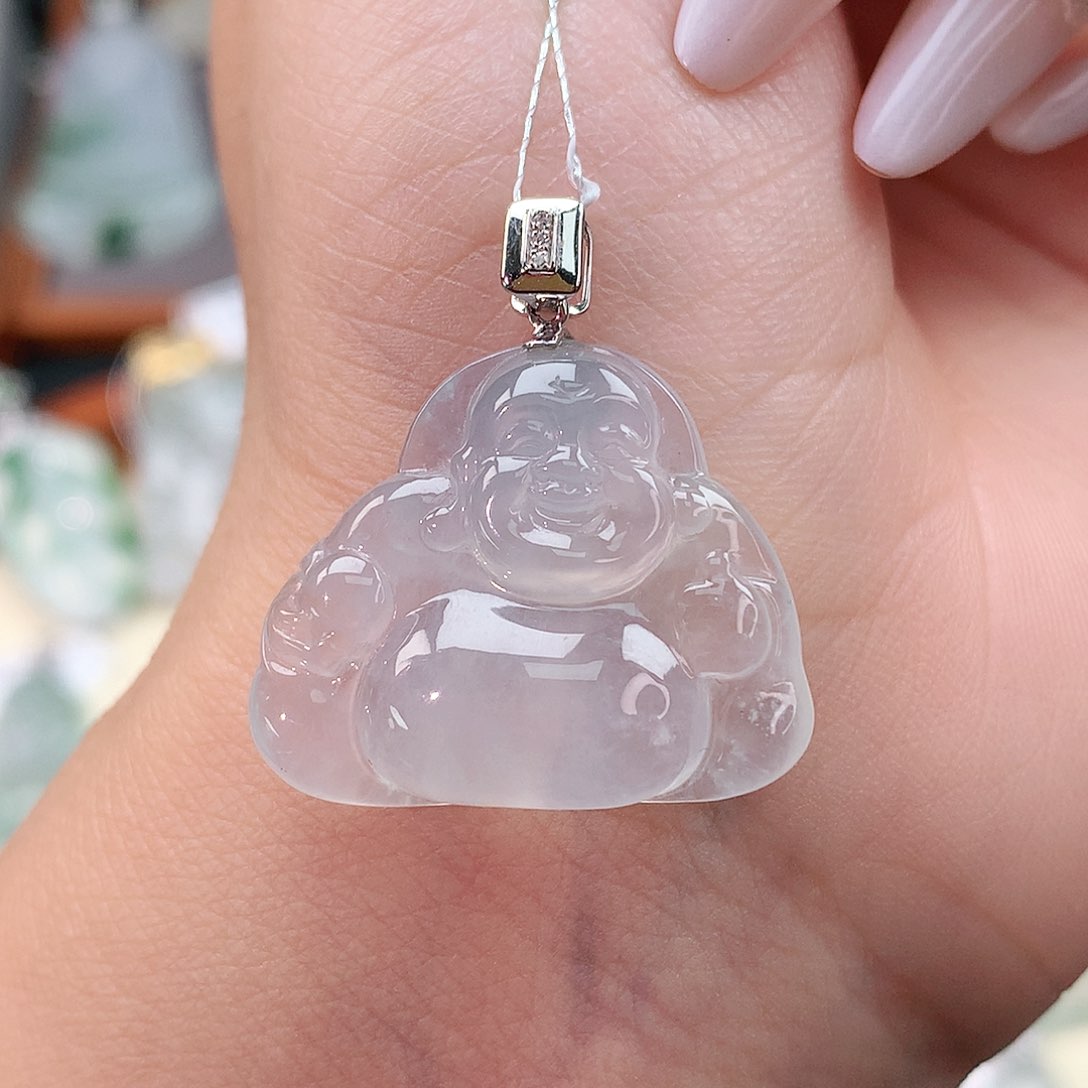 颈饰18K金镶嵌翡翠佛公