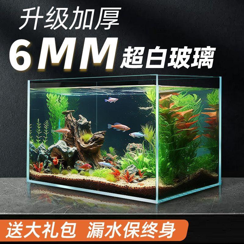 超白鱼缸客厅小型桌面生态溪流造景真水草玻璃懒人养鱼金鱼乌龟缸