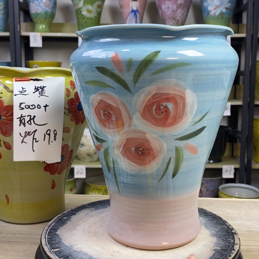 嗯***哼景德镇手工手绘陶瓷花盆