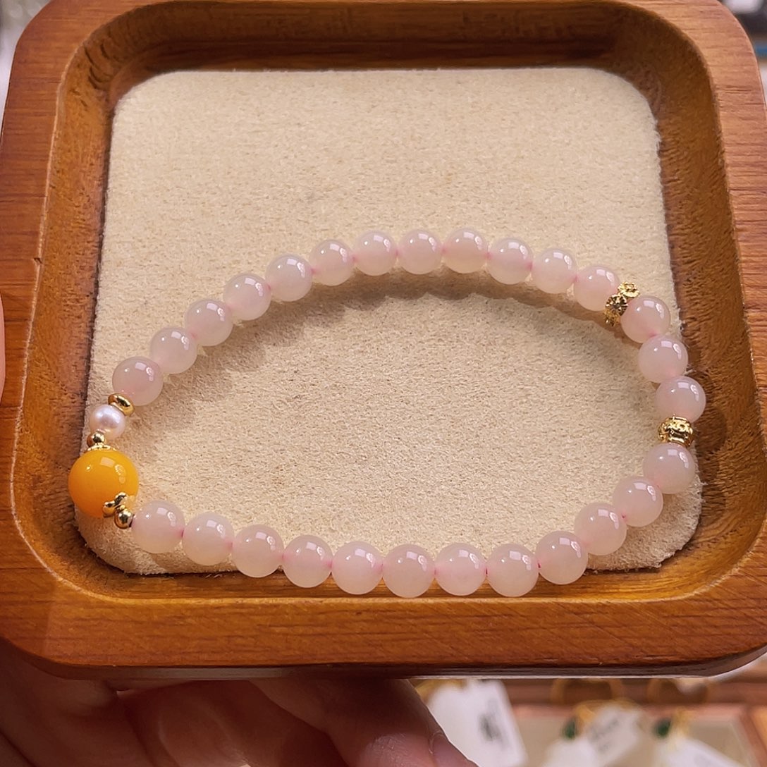 未镶嵌手串和田玉纯天然藕色手串