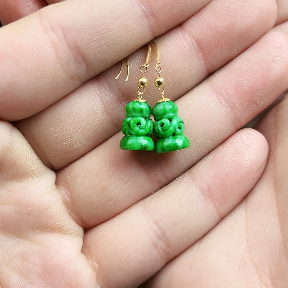 翡翠颈饰18K金镶嵌耳饰