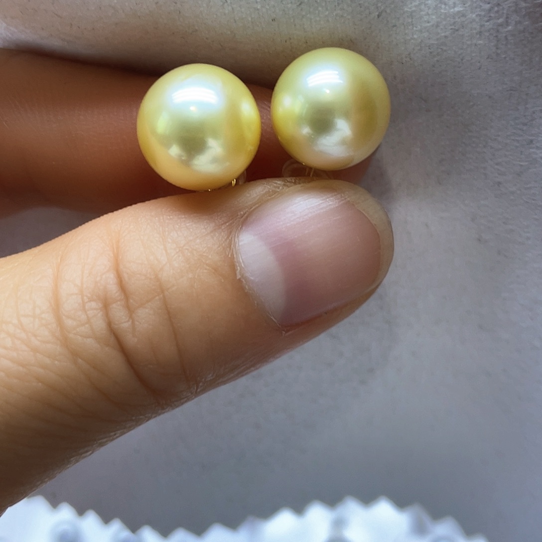 海水珍珠耳饰银S925镶嵌