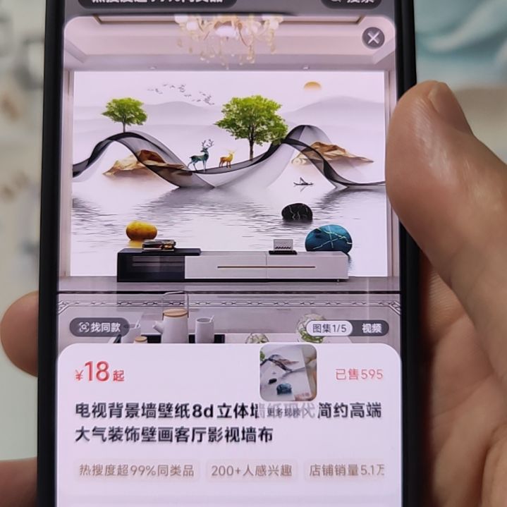 为***待客厅电视墙壁画壁布