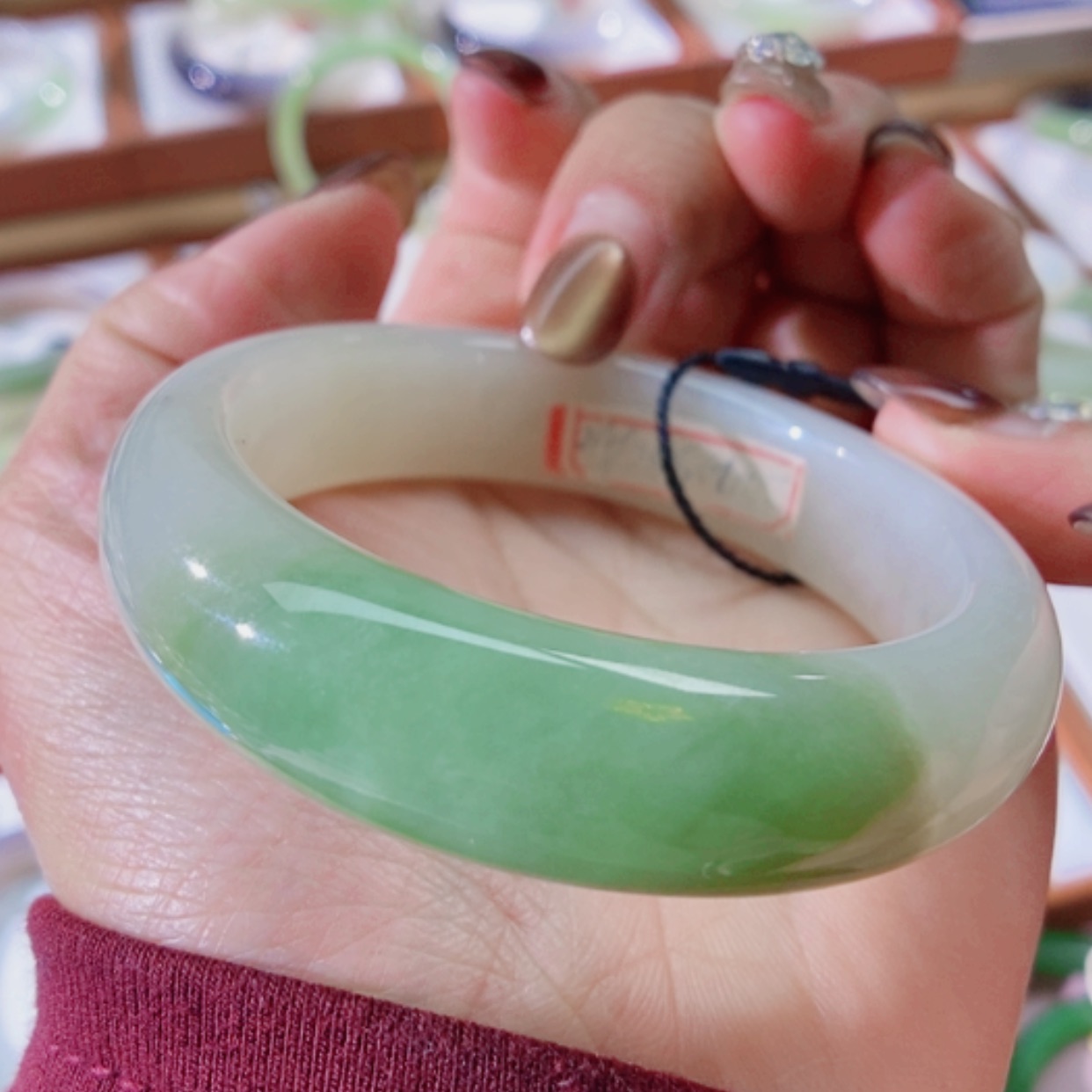 【闪购商品】未镶嵌手镯和田玉（翠青玉）