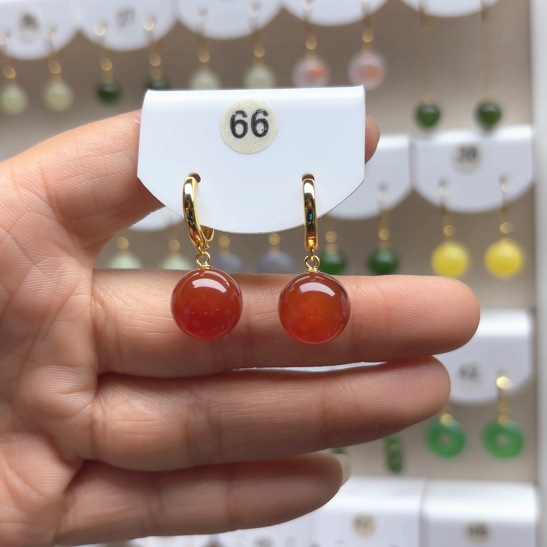 玛瑙/玉髓耳饰银S925镶嵌