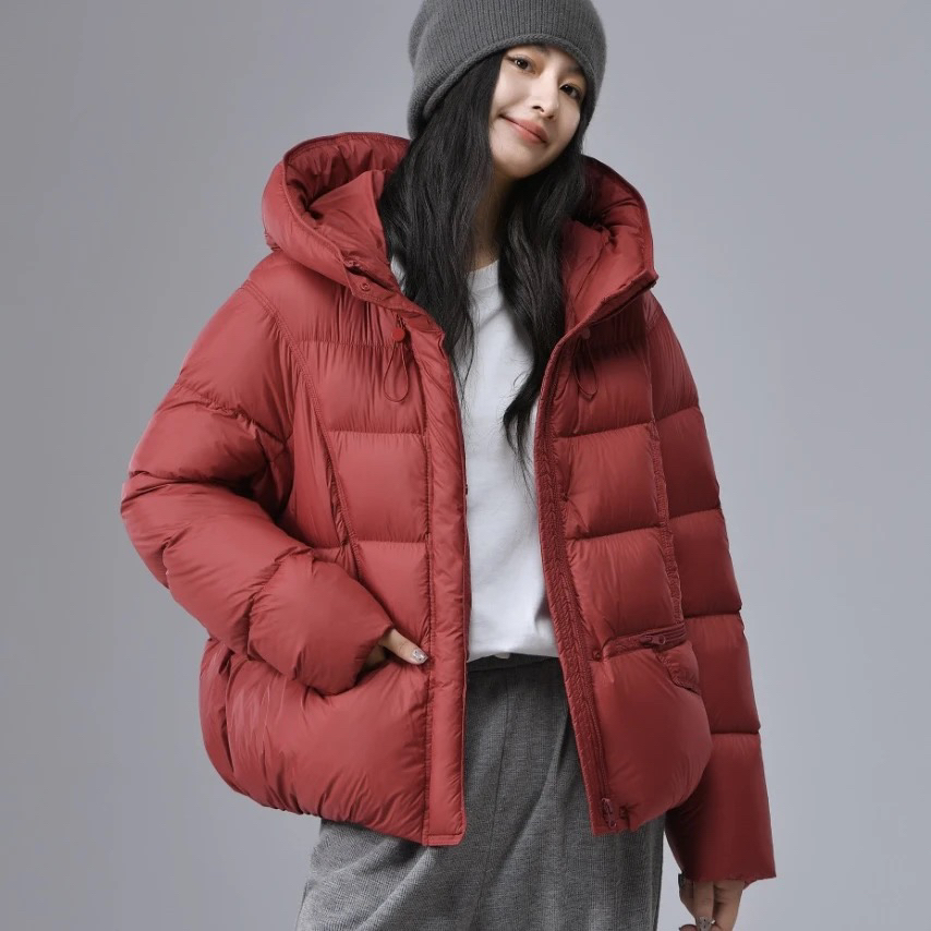 轻！蓬！暖！2025泡芙云朵加厚连帽休闲90绒子白鸭绒7719