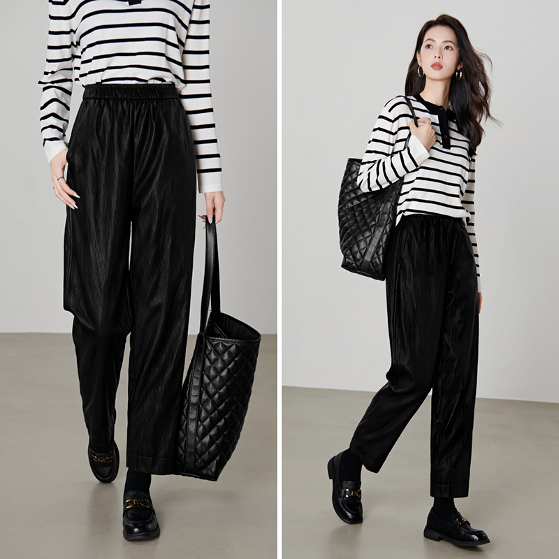 【新品】百搭神裤2025腰蛋白皮直筒长裤女25053003