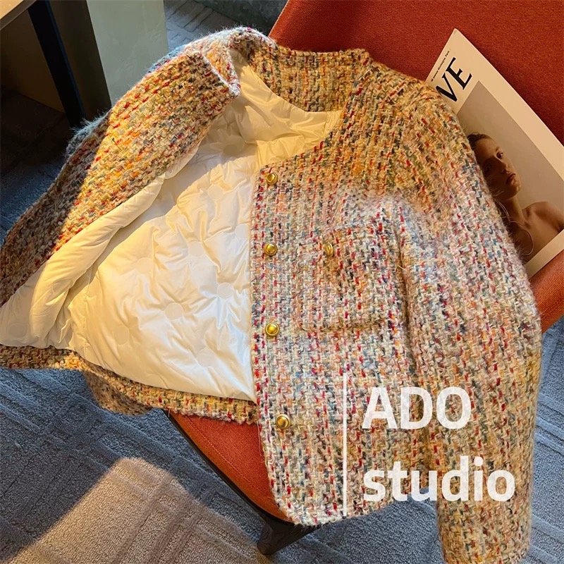 B36法式气质彩色小香风外套女秋冬新款高级感名媛设计感上衣