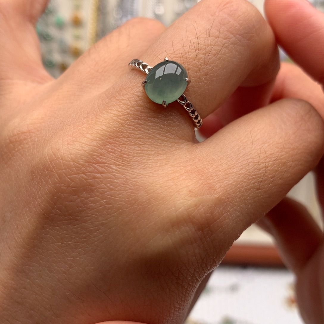 翡翠银S925镶嵌戒指戒指