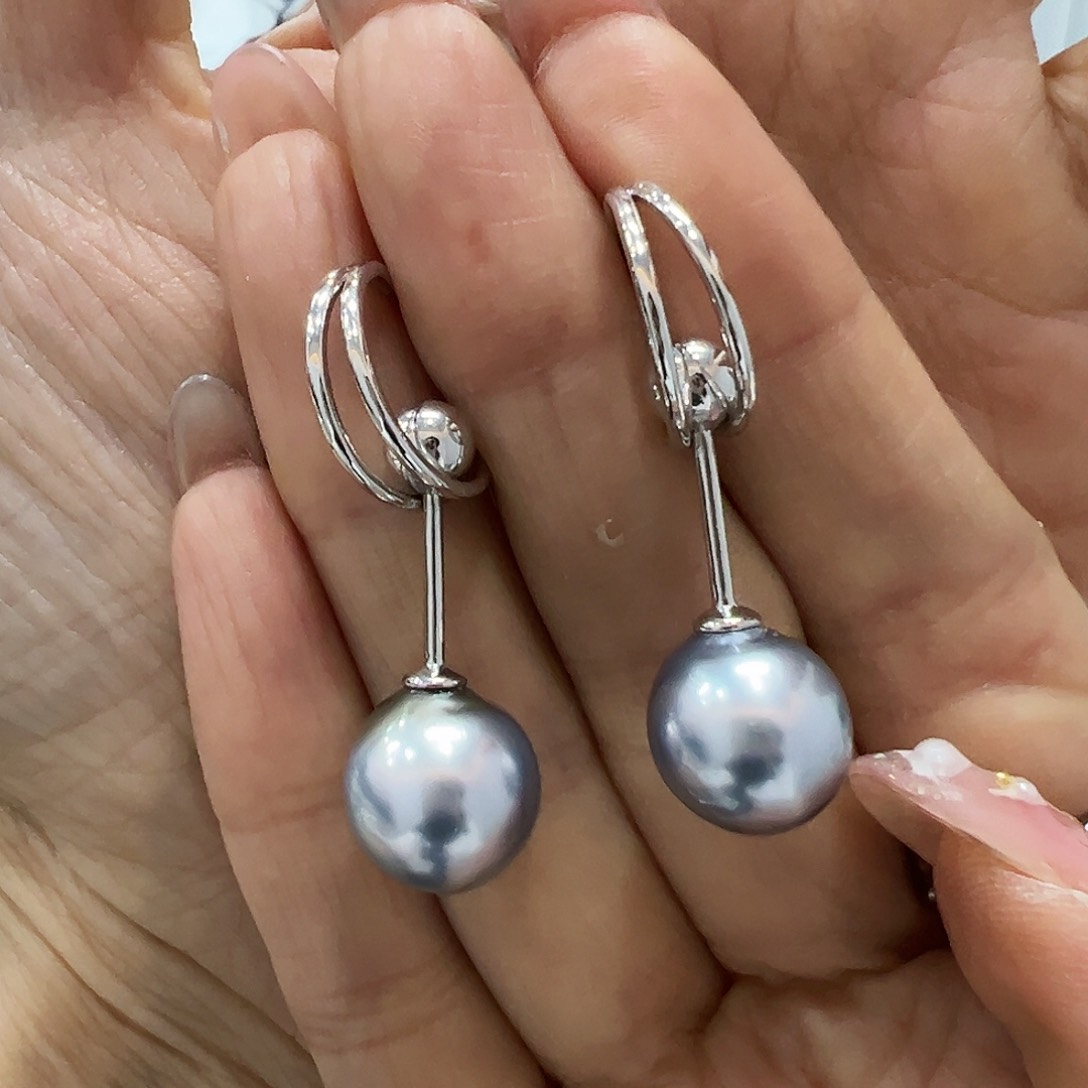 海水珍珠耳饰银S925镶嵌