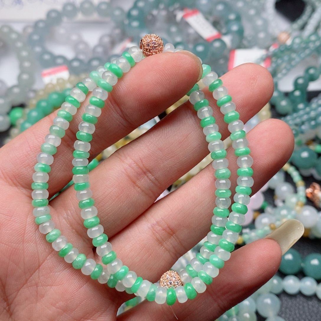 翡翠手链未镶嵌算盘珠手串