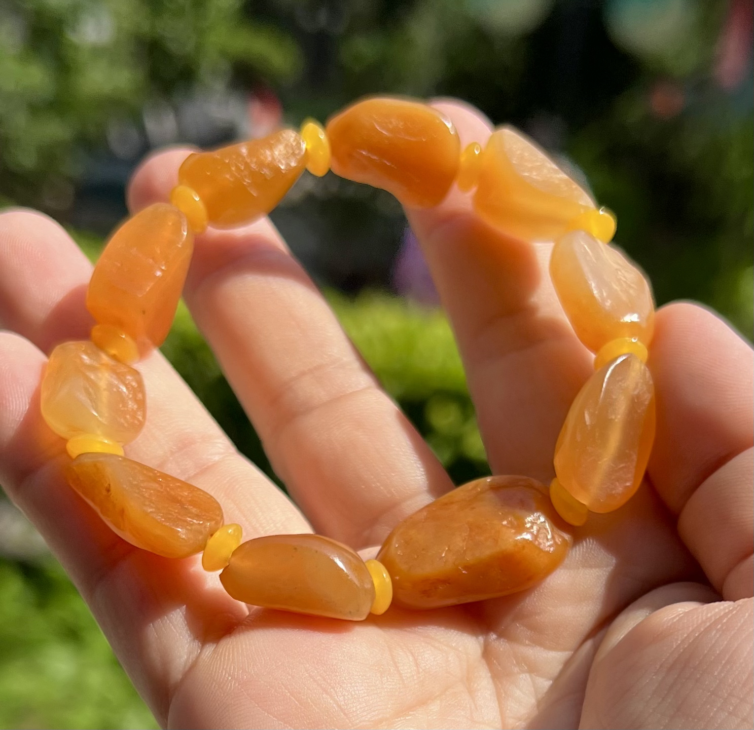 寿山开门田田黄好运连连手串 重25.8克 尺寸约1.5/1.3/0.8cm