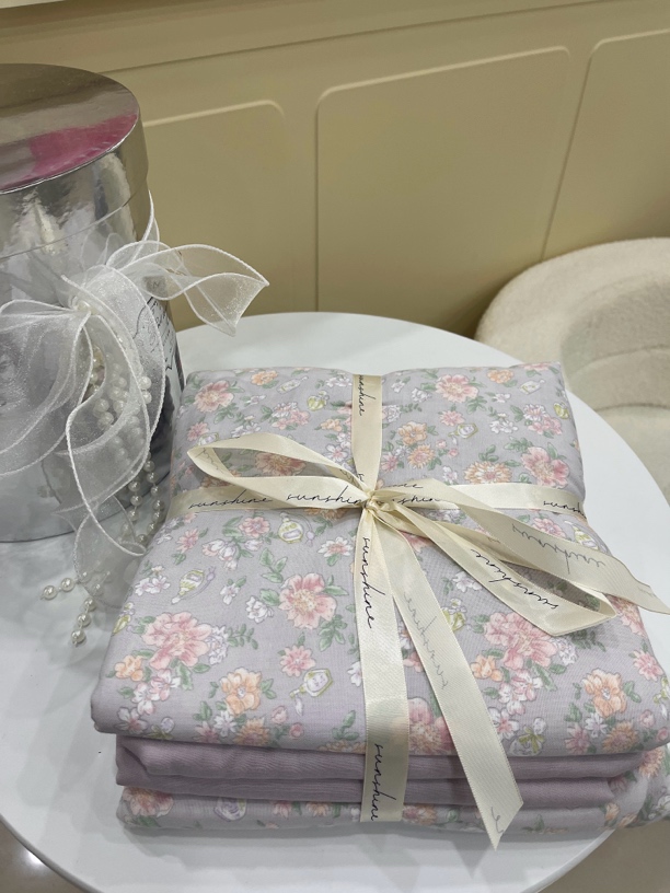 全棉双层纱单人三件套法式简约复古