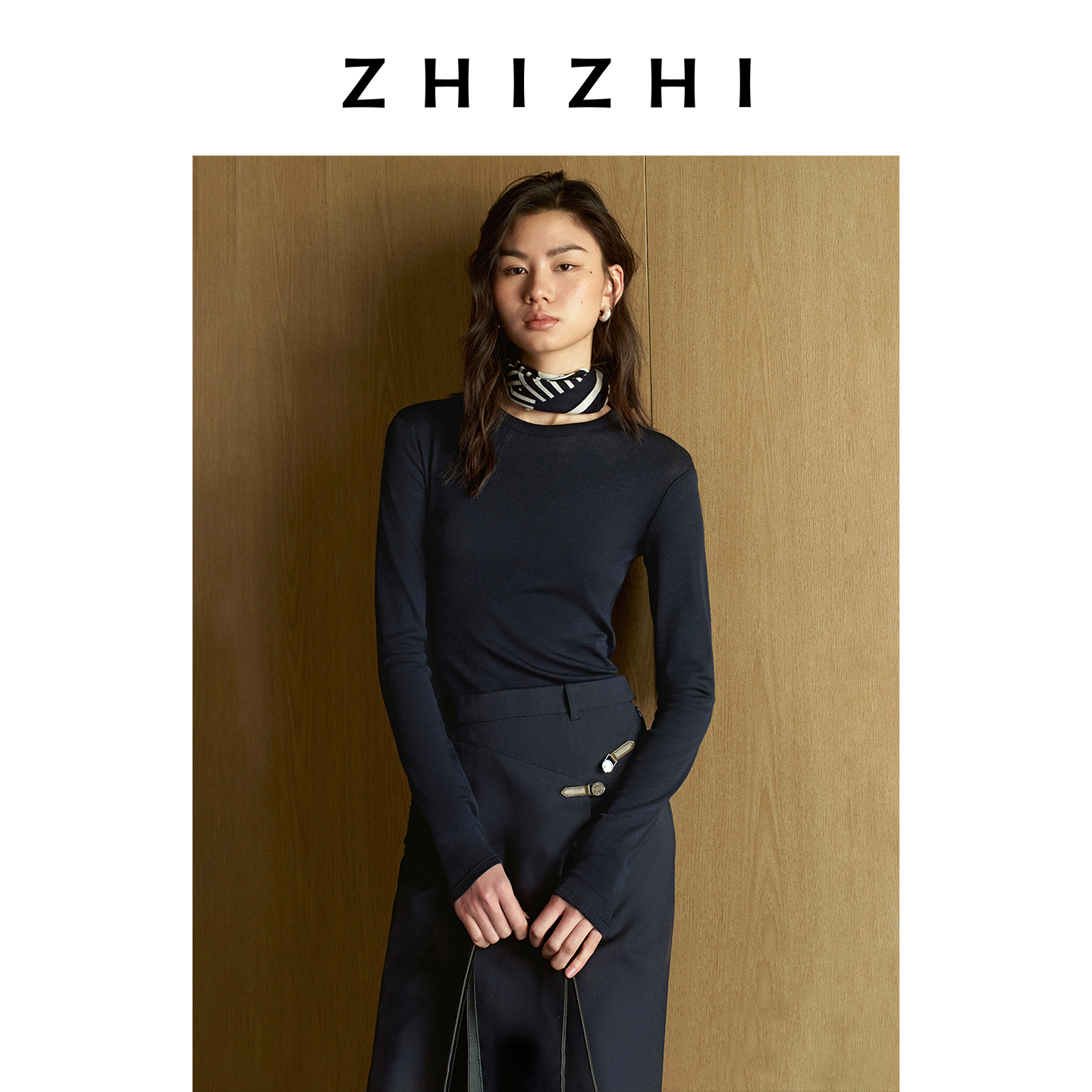 【温温专享】致知 甘草子 全羊毛慵懒感长袖气质针织T恤ZZ2FSWTW018