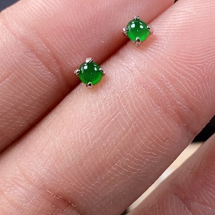 翡翠银S925镶嵌耳饰耳饰