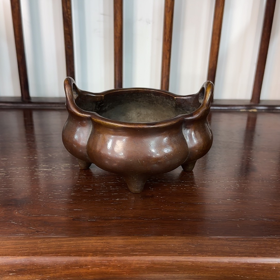 @***@黄铜复古装饰摆件香炉13/10/9厘米