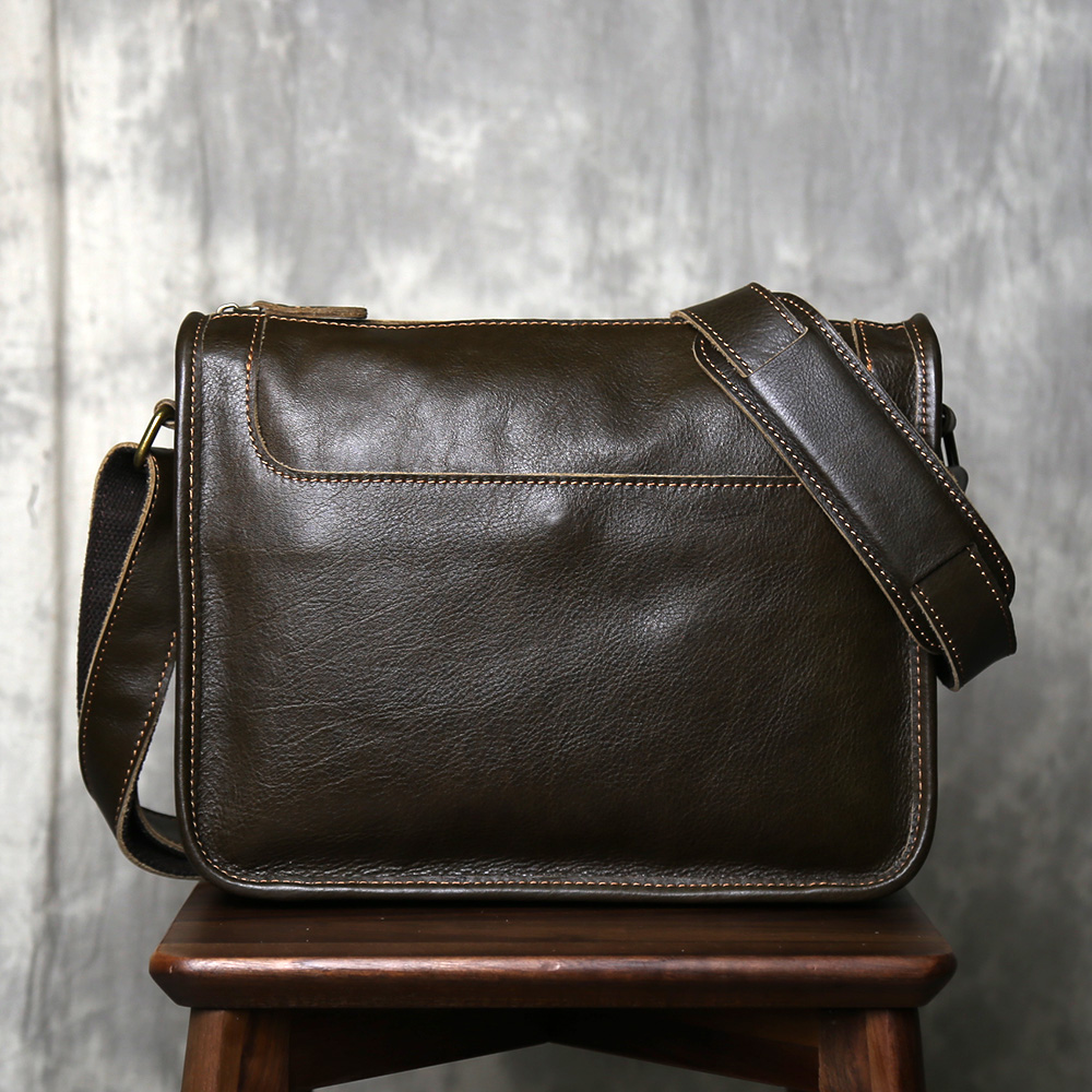 真皮复古休闲斜挎包男包单肩包头层牛皮小众高级潮牌单肩包男士