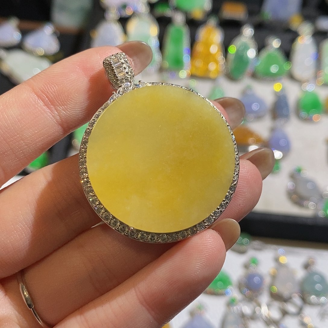 翡翠颈饰银S925镶嵌^天然翡翠