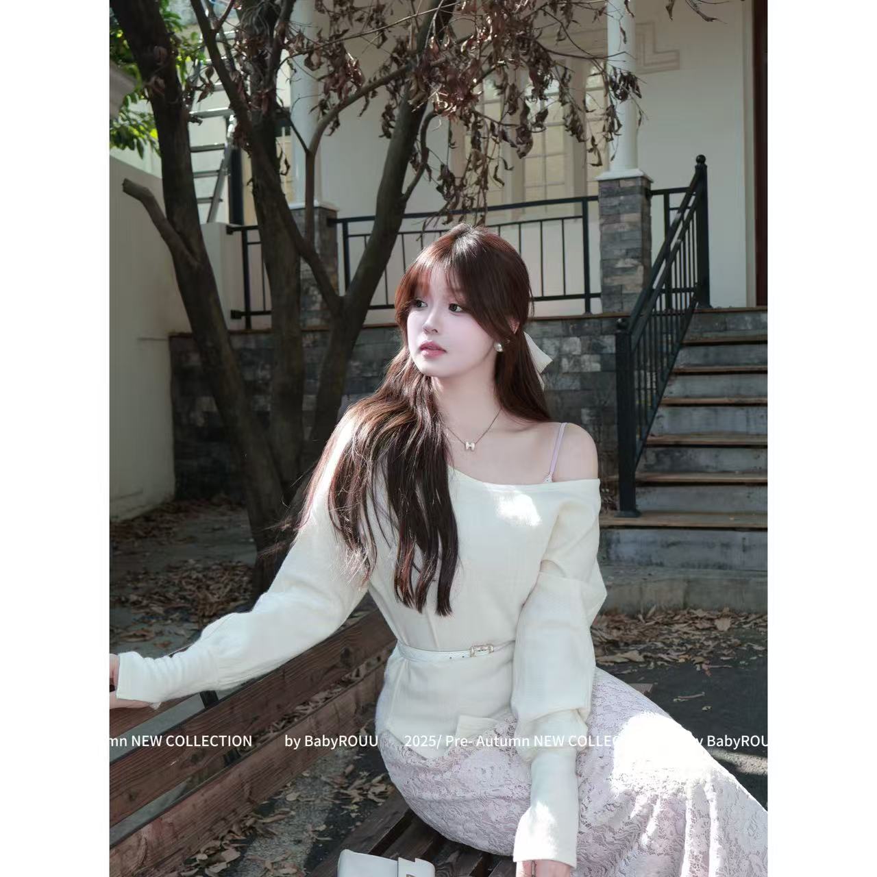 【暮色罗曼史】温与柔小香风气质针织长袖秋冬丝绒蕾丝连衣裙套装