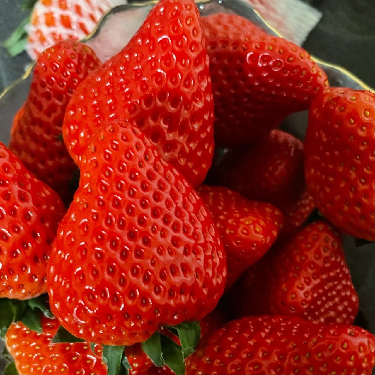 本地奶油草莓大果：500g（丹东）