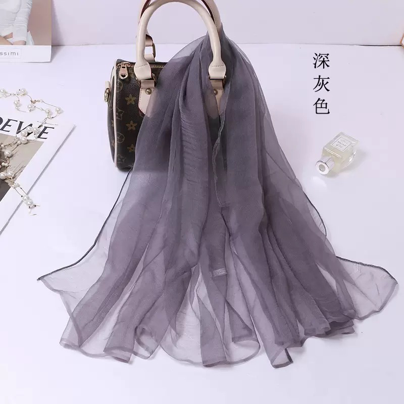 夏季薄款100%桑蚕丝丝巾