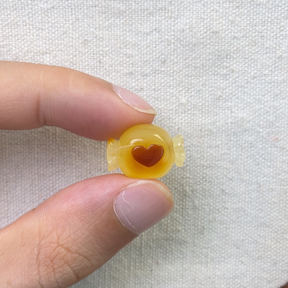 琥珀未镶嵌珠宝奇石爱心糖果