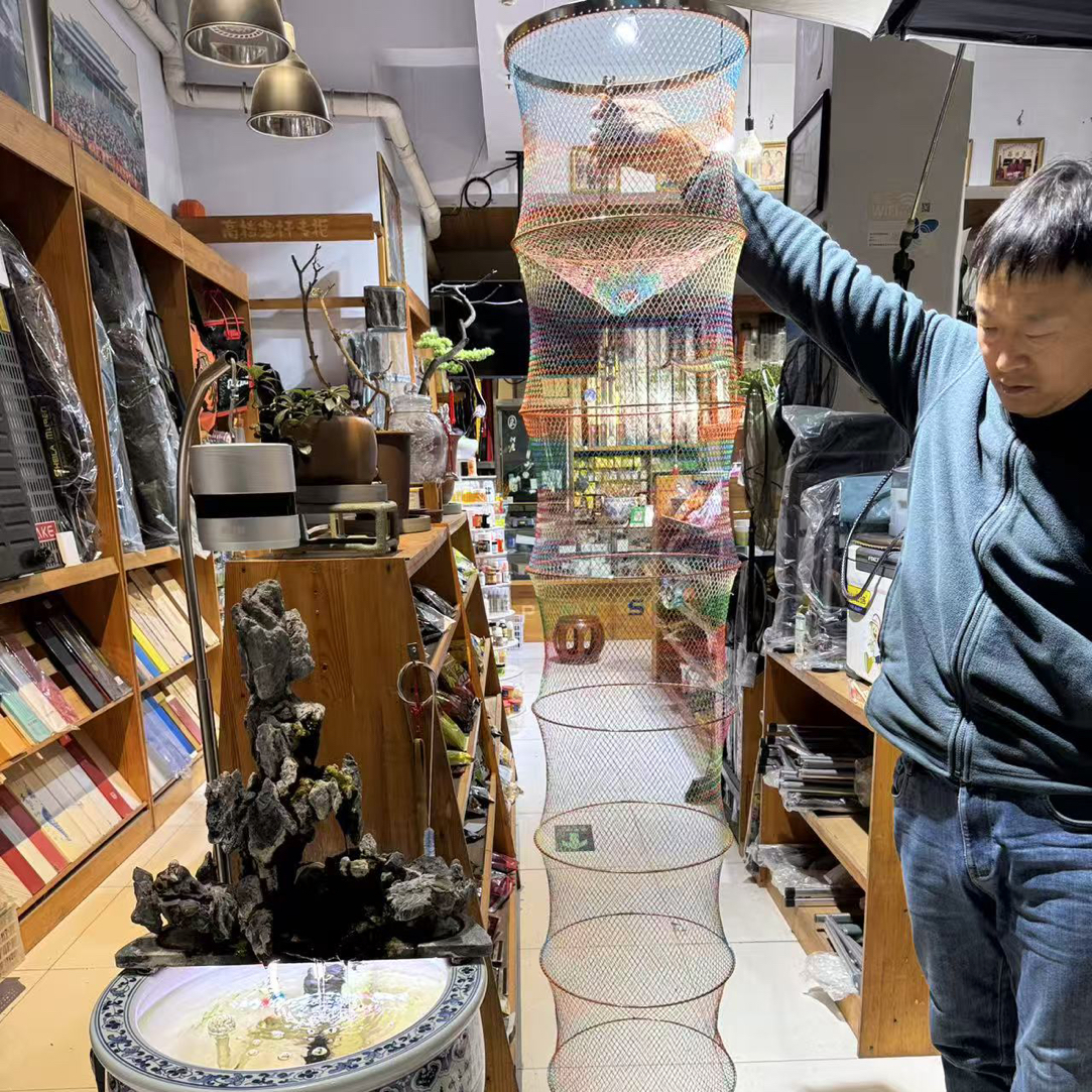 30直径1.88米16编pe线304不锈钢圈口纯手工编织鱼护