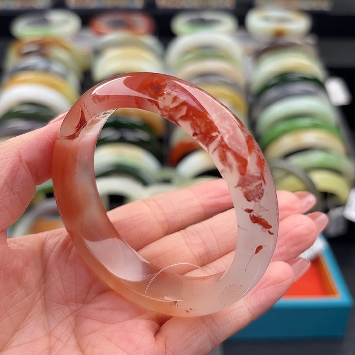 和田玉未镶嵌手镯冰飘意境镯 56.1